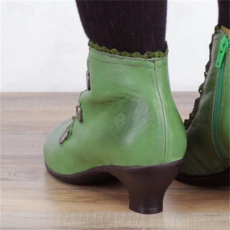 EB | Damen Viktorianische Schnür-Stiefeletten mit Spitzenbesatz