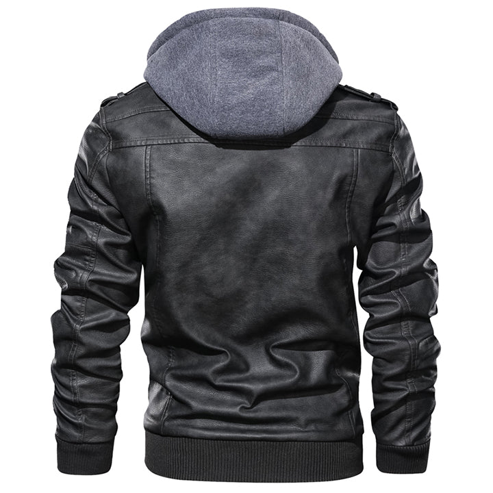 EB | Herren Kunstlederjacke mit abnehmbarer Kapuze