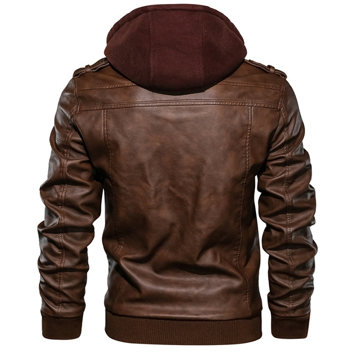 EB | Herren Kunstlederjacke mit abnehmbarer Kapuze