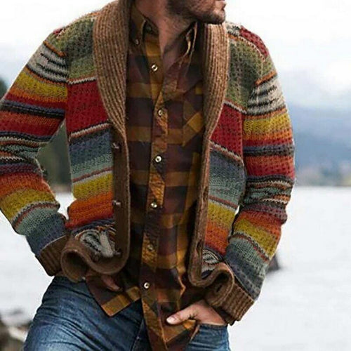 EB Karierter Vintage-Herren-Strickjacke
