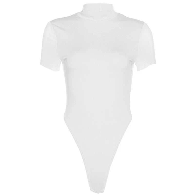 Damen Figurbetonter Body mit hohem Kragen EB