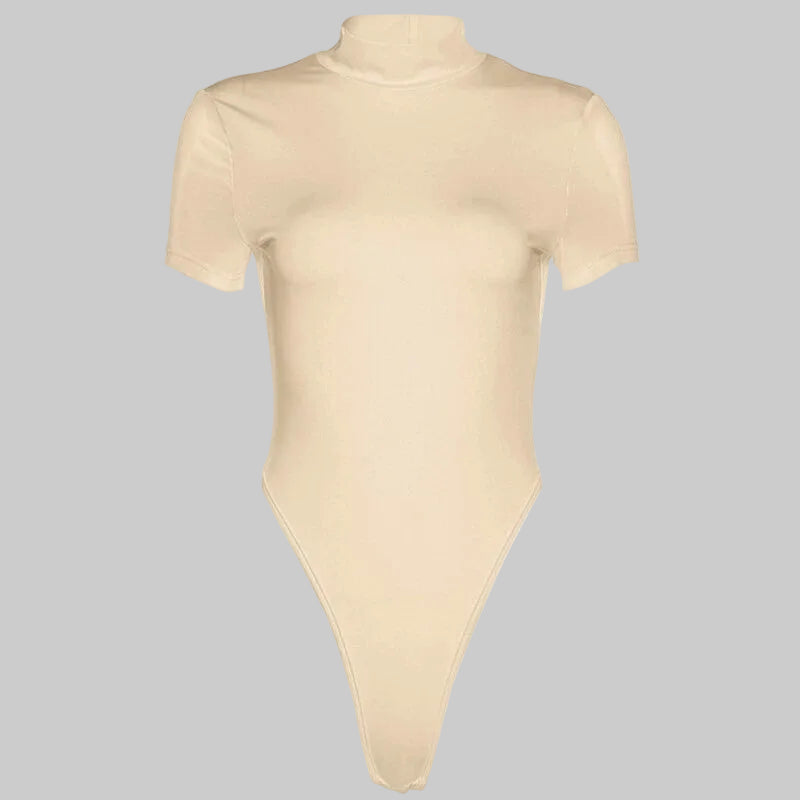 Damen Figurbetonter Body mit hohem Kragen EB
