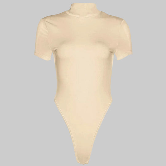 Damen Figurbetonter Body mit hohem Kragen EB