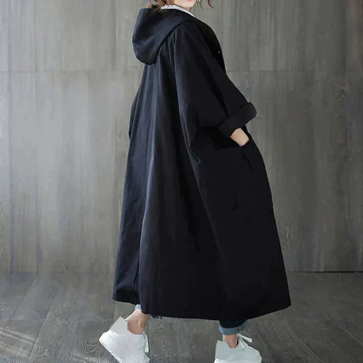 EB | trenchcoat - trendiger langer Damenmantel mit Taschen