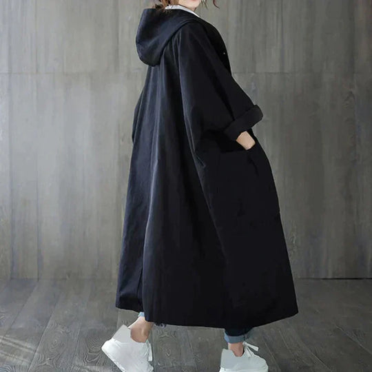 EB | trenchcoat - trendiger langer Damenmantel mit Taschen