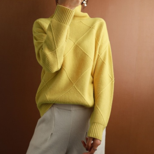 EB | Rollkragenpullover mit Diamantmuster Gestrickt -Weich und Bequem