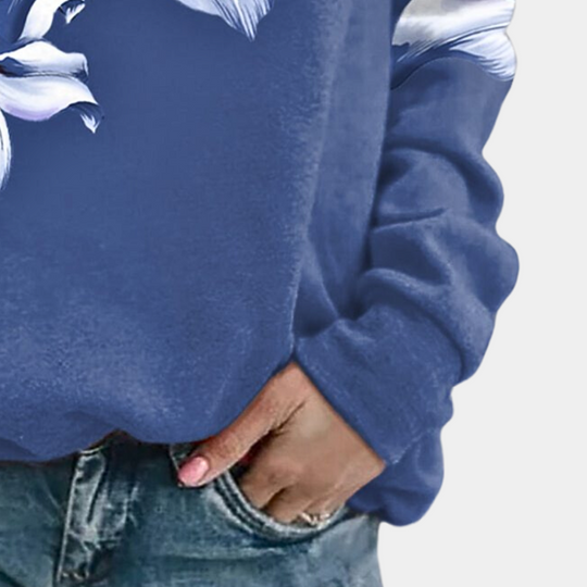 EB | Sweatshirt Weiches Atmungsaktives Material Bequeme Passform Floral Print Lange Ärmel