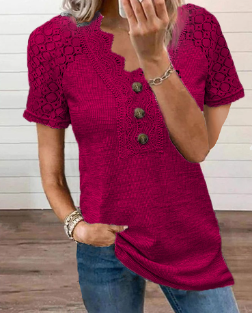 EB | Damen T-Shirt mit kurzen Ärmeln und Spitze