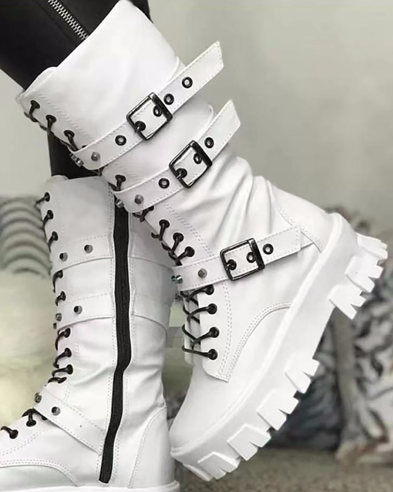 EBMode | Stiefel Mit Reißverschluss Und Schnallen