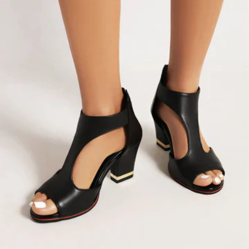 EB | Sandalen Damen Bequem mit Absatz Schwarz