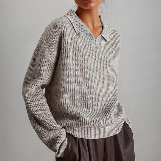 EB | Strick Lockerer Pullover mit Langen Ärmeln