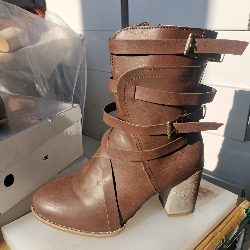 Leder Damen Stiefeletten mit orthopädischem Absatz – Chiara EB