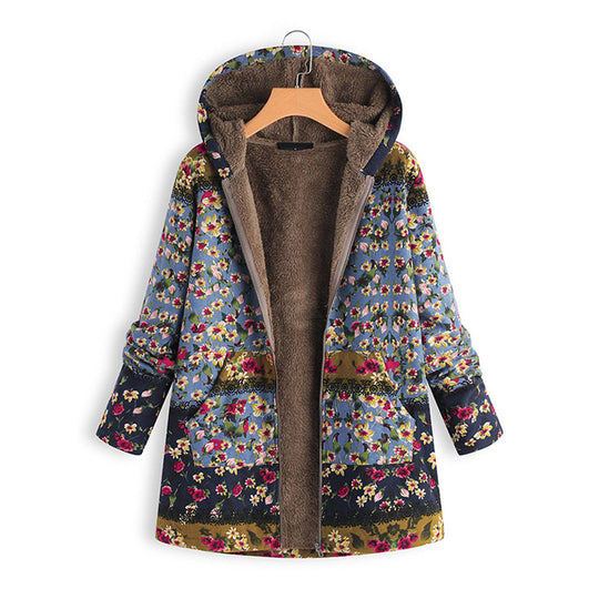 EB | Langer Damen-Teddy-Mantel mit Kapuze