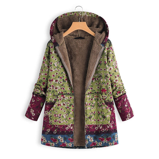 EB | Langer Damen-Teddy-Mantel mit Kapuze