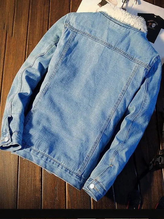 EB | Sherpa Knopf Fleece Männer Winter Denim Jacke