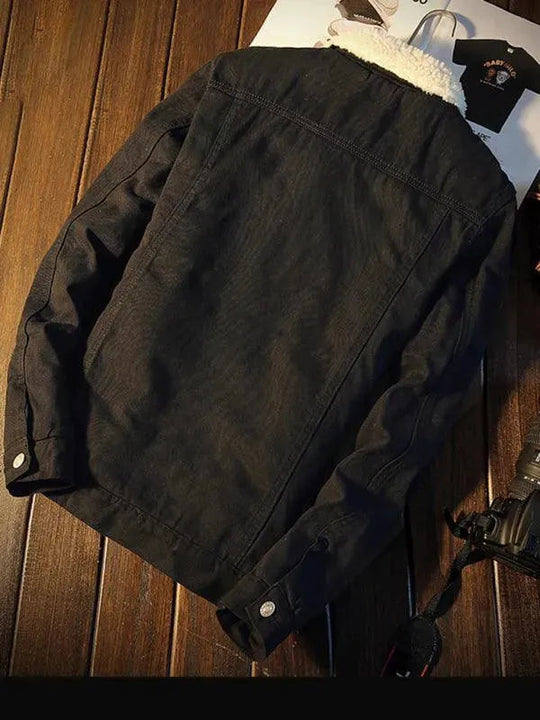 EB | Sherpa Knopf Fleece Männer Winter Denim Jacke