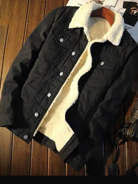 EB | Sherpa Knopf Fleece Männer Winter Denim Jacke