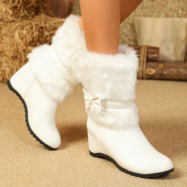 Kuschelige Winterstiefel Mit Dicker Sohle Und Schleife EB