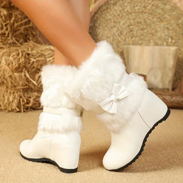 Kuschelige Winterstiefel Mit Dicker Sohle Und Schleife EB