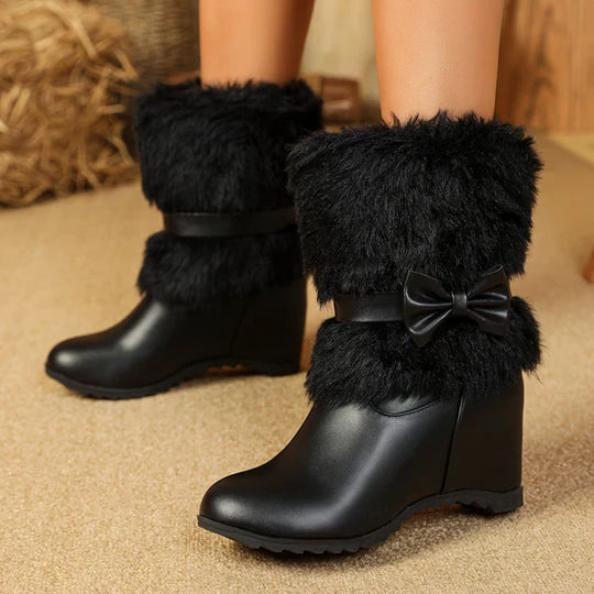 Kuschelige Winterstiefel Mit Dicker Sohle Und Schleife EB