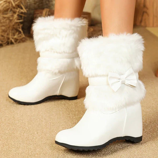 Kuschelige Winterstiefel Mit Dicker Sohle Und Schleife EB