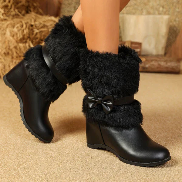 Kuschelige Winterstiefel Mit Dicker Sohle Und Schleife EB