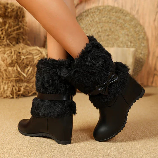 Kuschelige Winterstiefel Mit Dicker Sohle Und Schleife EB