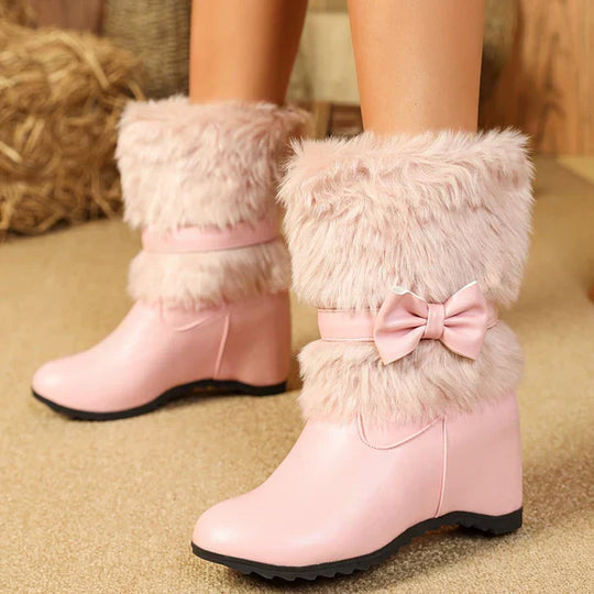Kuschelige Winterstiefel Mit Dicker Sohle Und Schleife EB