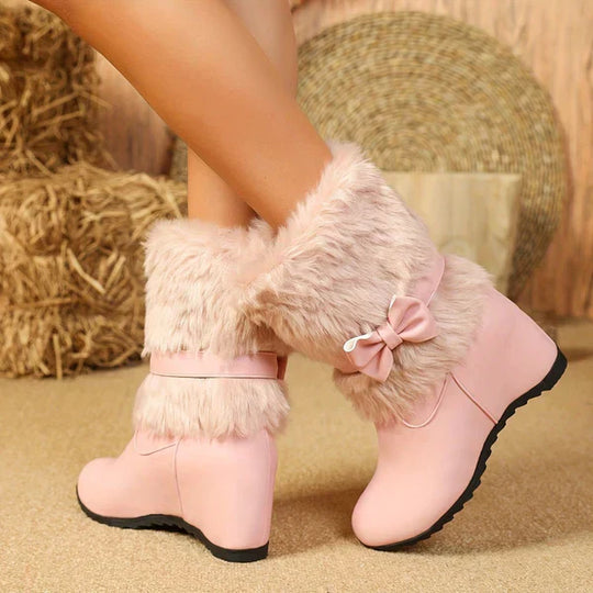Kuschelige Winterstiefel Mit Dicker Sohle Und Schleife EB