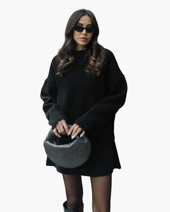 EB | Strickset mit Pullover und Minirock - Modischer Herbst Winter Look, Lässig & Elegant