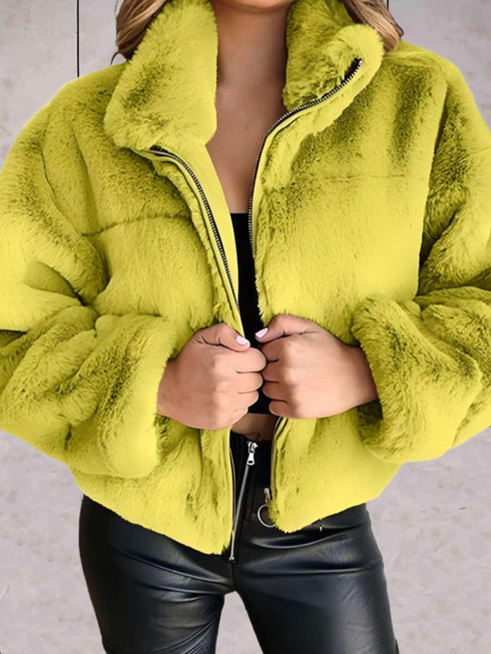EB | Warme und Kuschelige Kunstpelzjacke mit Reißverschluss