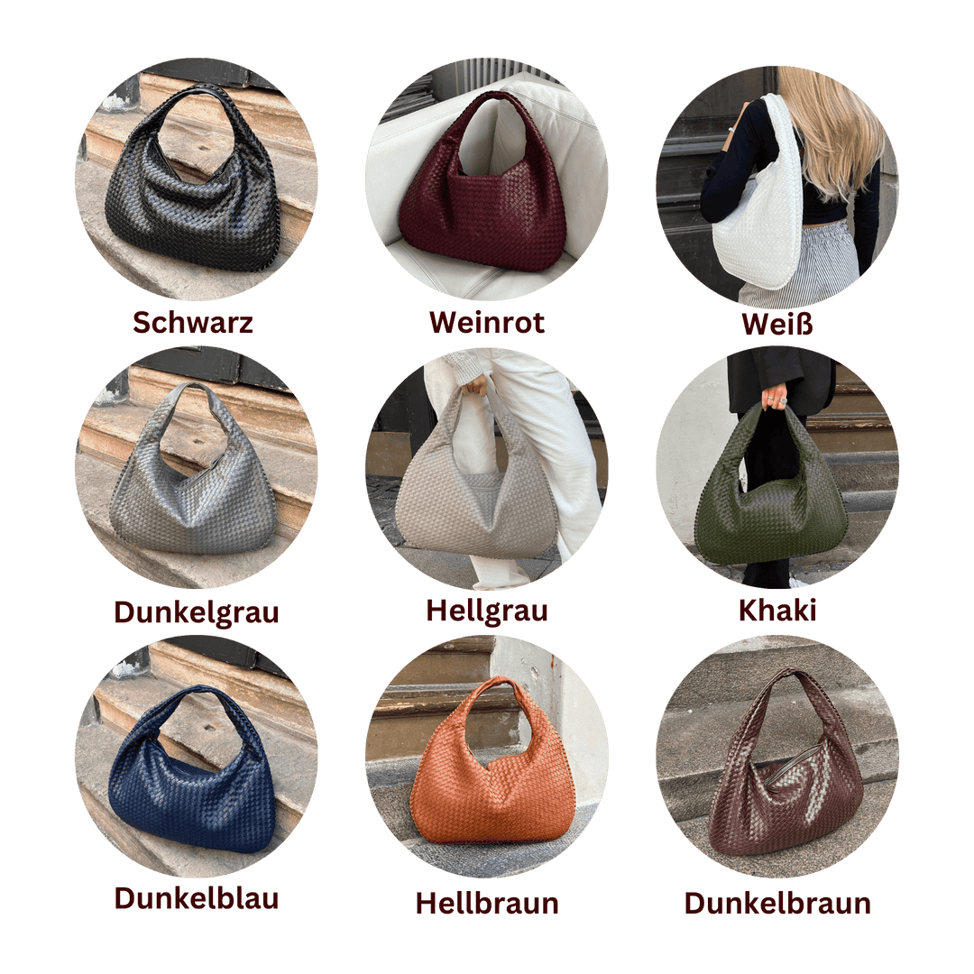 EB | Vintage Umhängetasche Damen Geflochtene Handtasche mit Reißverschluss Im Sale