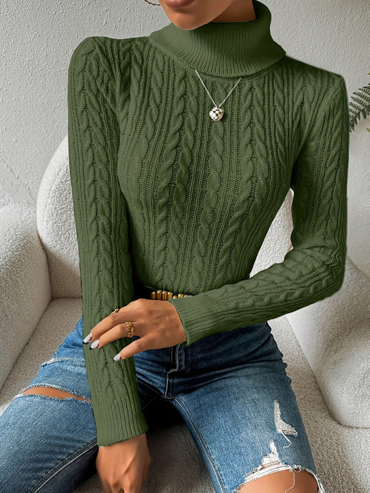 EB | Solider Kabelstrick Rollkragenpullover für Frauen