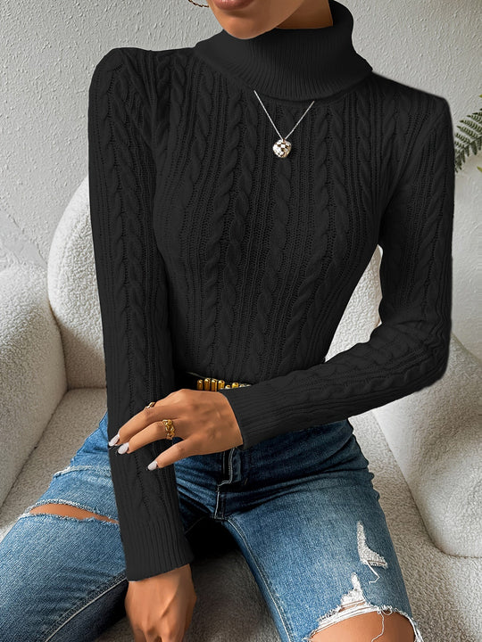 EB | Solider Kabelstrick Rollkragenpullover für Frauen