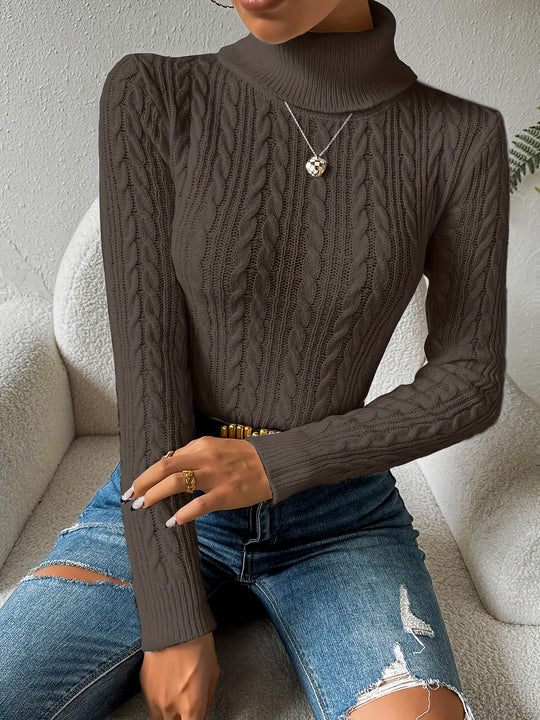 EB | Solider Kabelstrick Rollkragenpullover für Frauen