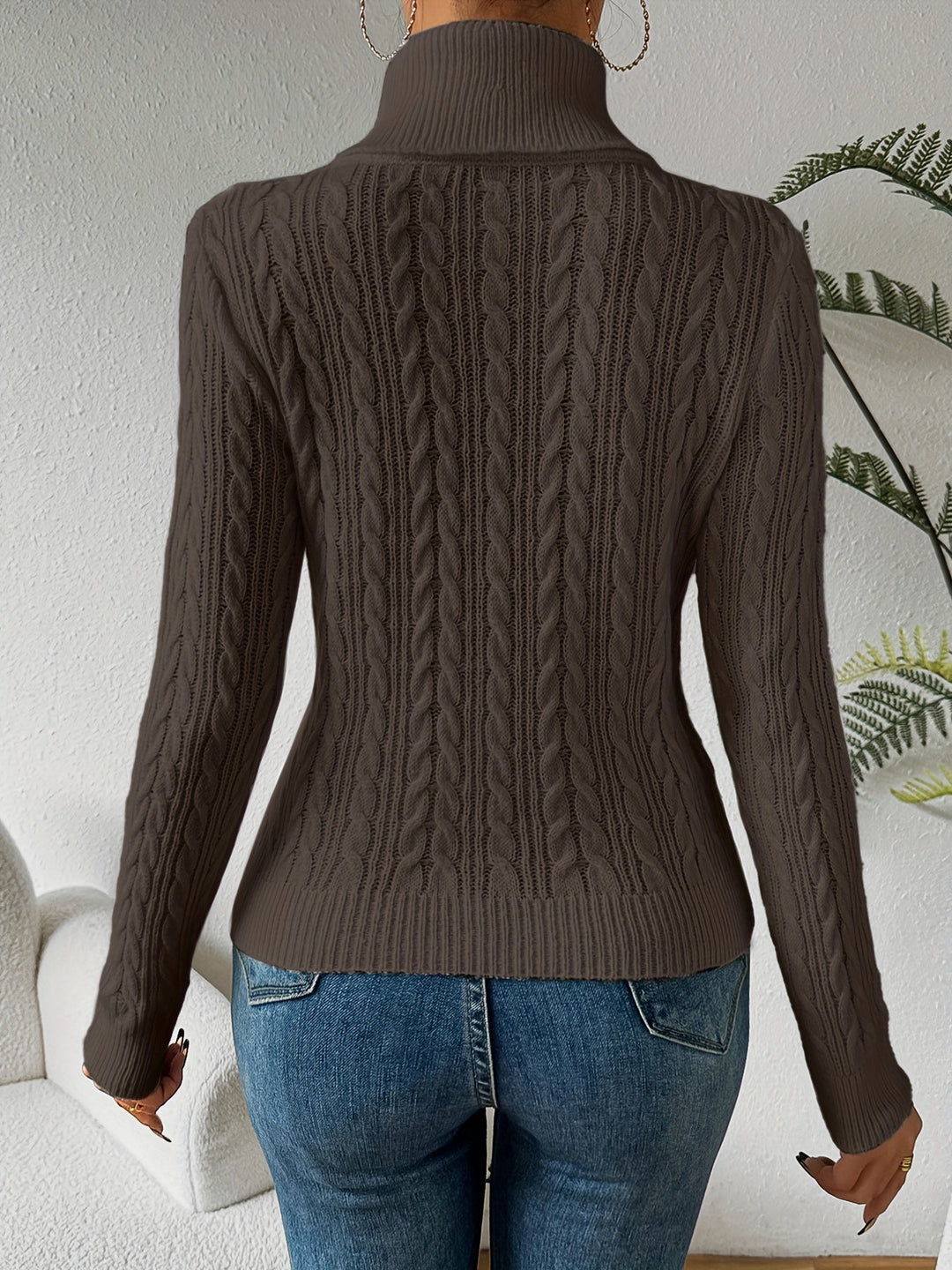 EB | Solider Kabelstrick Rollkragenpullover für Frauen