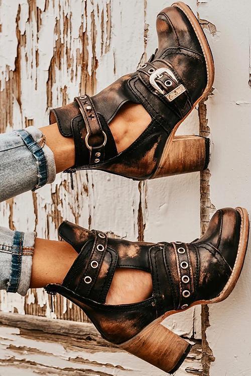 EB | Rustikales Stiefelette mit Blockabsatz