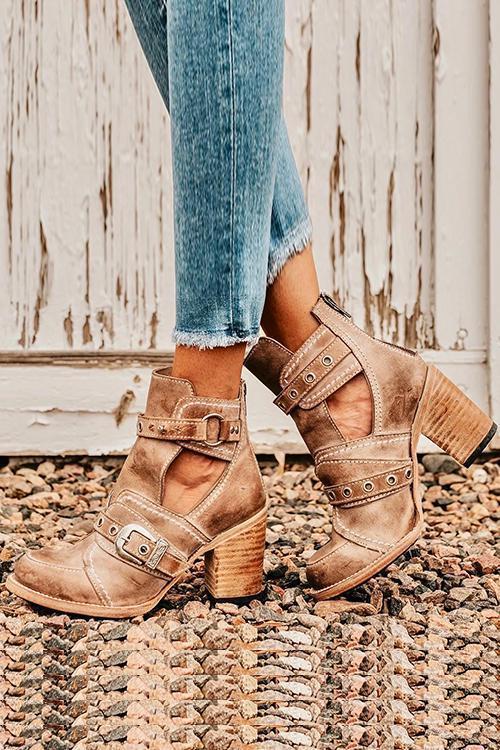 EB | Rustikales Stiefelette mit Blockabsatz
