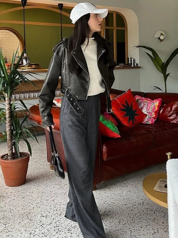 EB | Kurz Geschnittene Bikerjacke - Vintage & Stilvoll