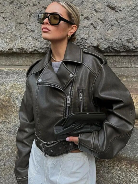 EB | Kurz Geschnittene Bikerjacke - Vintage & Stilvoll