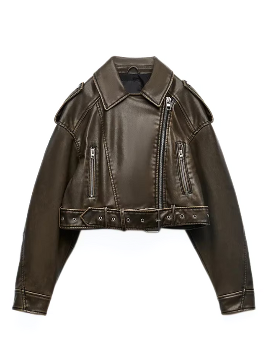 EB | Kurz Geschnittene Bikerjacke - Vintage & Stilvoll