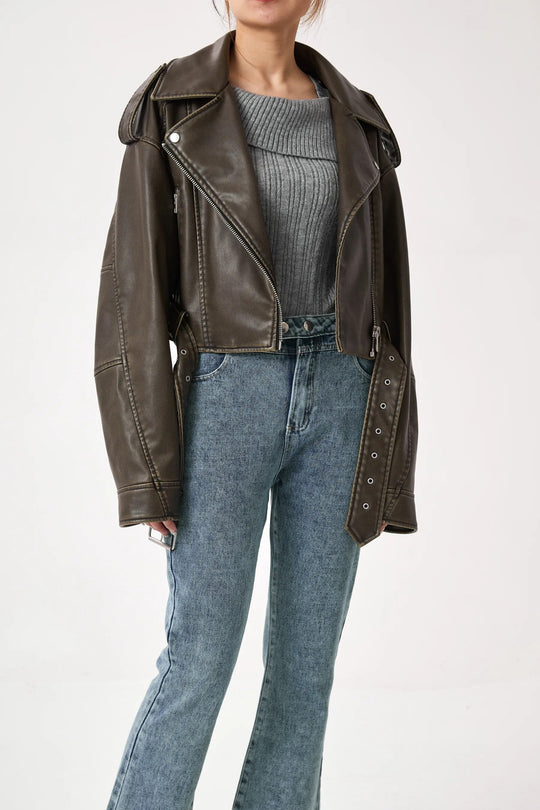EB | Kurz Geschnittene Bikerjacke - Vintage & Stilvoll