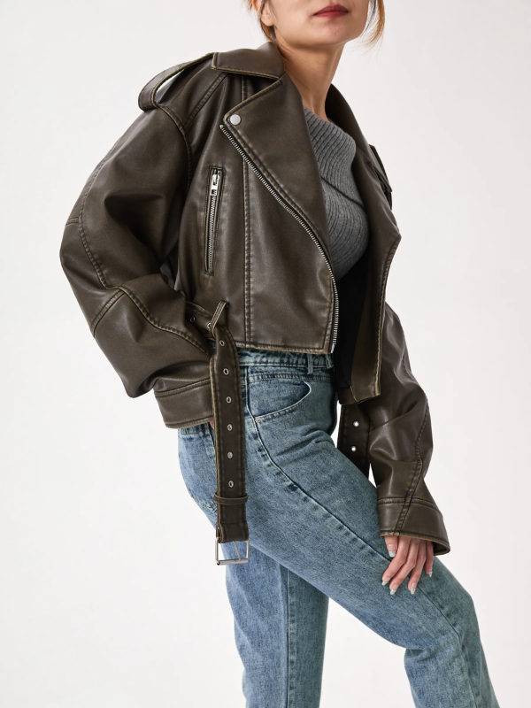 EB | Kurz Geschnittene Bikerjacke - Vintage & Stilvoll