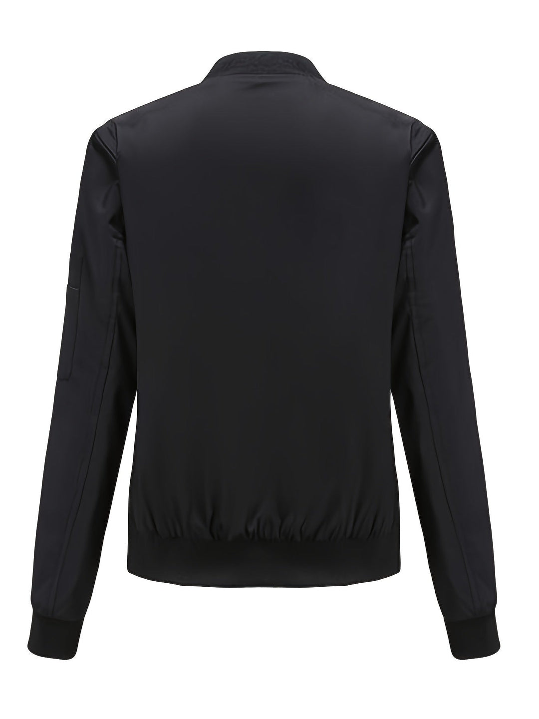 EB | Einfarbige Polyester-Bomberjacke mit Baseballkragen und Reißverschlusstasche