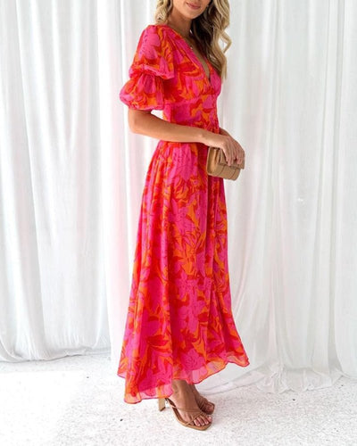EB | Elegante Maxikleid In Rot Rosa
