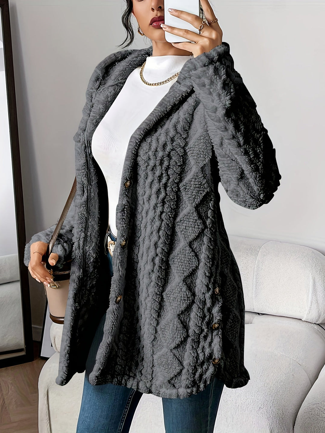 EB | Flauschige Teddy-Hoodie-Jacke