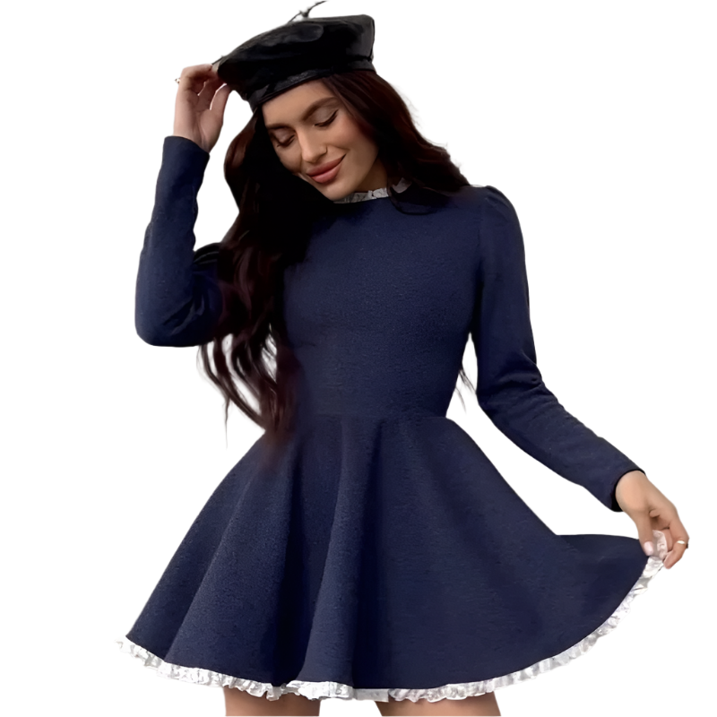 EB | Weibliche Spitzen A-Linien Mini Kleid