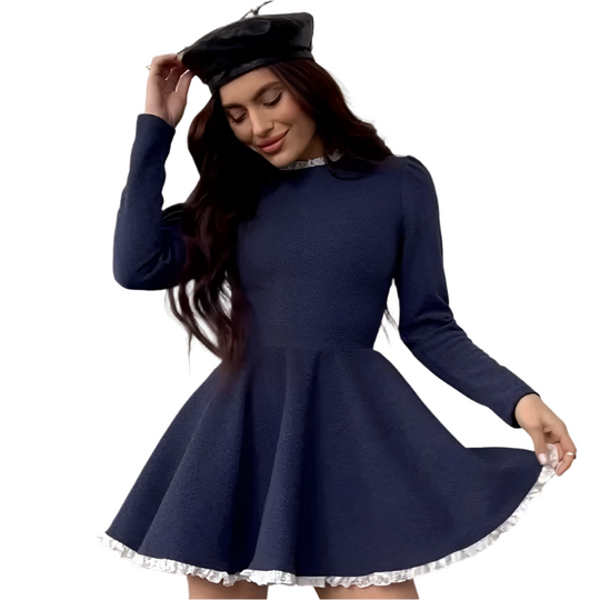 EB | Weibliche Spitzen A-Linien Mini Kleid