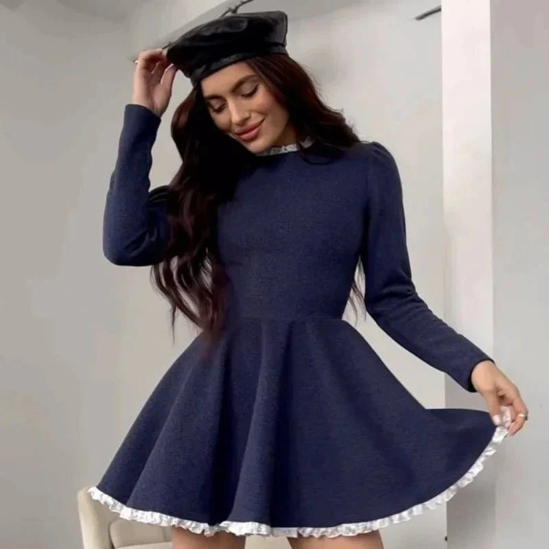 EB | Weibliche Spitzen A-Linien Mini Kleid