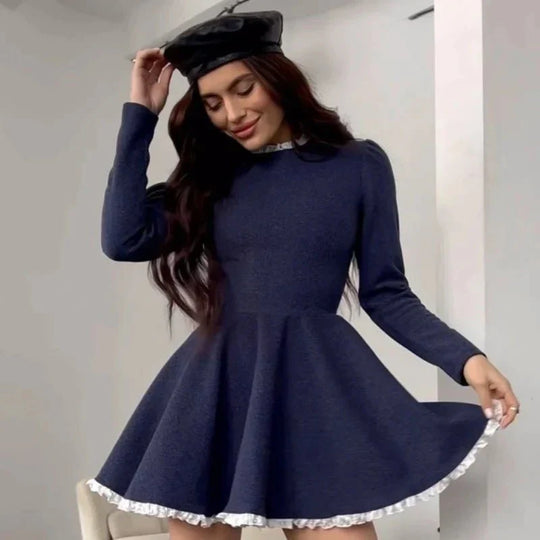EB | Weibliche Spitzen A-Linien Mini Kleid